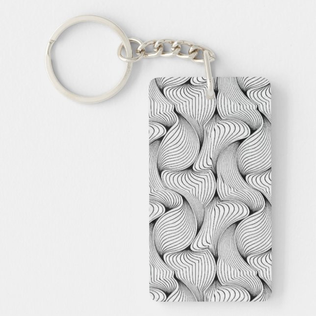 Fun Black and White Interwoven Lines Key Ring (Front)