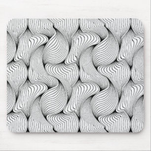 Fun Black and White Interwoven Lines Mouse Pad