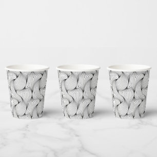Fun Black and White Interwoven Lines Paper Cups