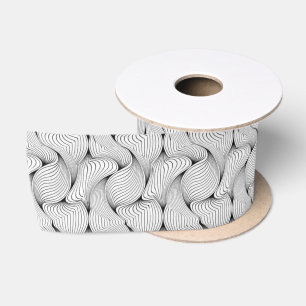 Fun Black and White Interwoven Lines Satin Ribbon