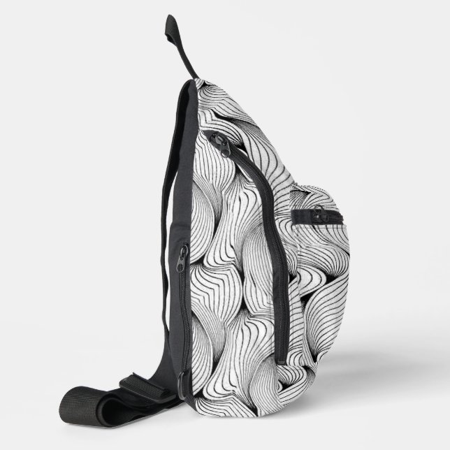 Fun Black and White Interwoven Lines Sling Bag (Left)