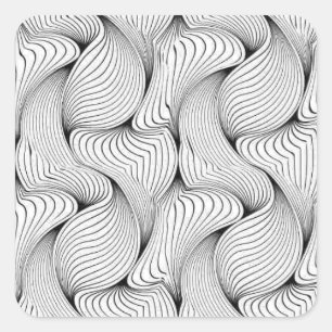 Fun Black and White Interwoven Lines Square Sticker