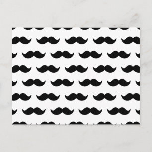 Fun Black and White Moustache Pattern 1 Postcard