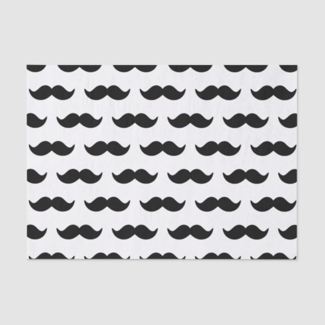 Fun Black and White Moustache Pattern 1 Tissue Paper (Front)