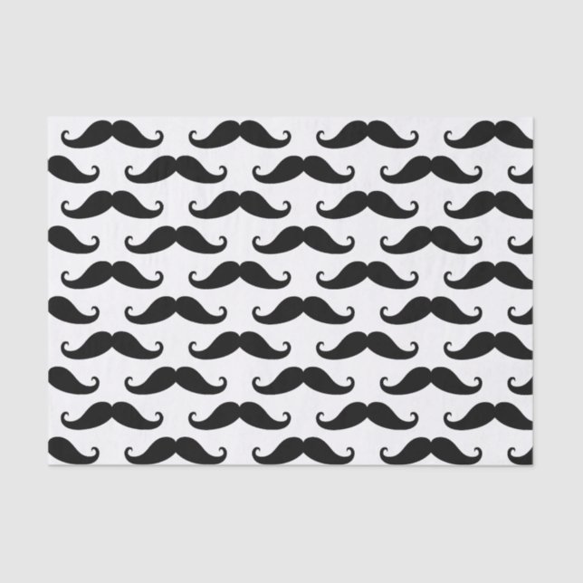 Fun Black and White Retro Handlebar Moustache Tissue Paper (Front)