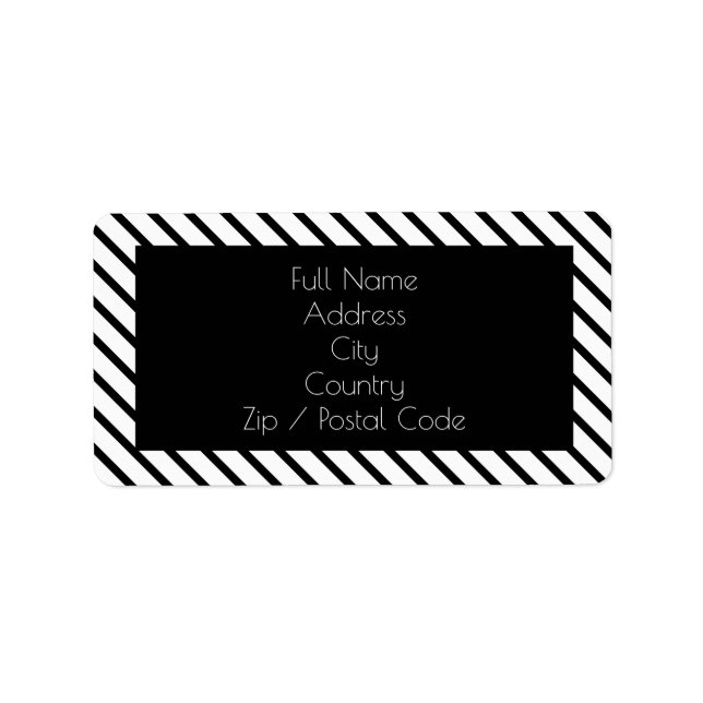 Fun Black and White Stripe Address Sticker Labels (Front)