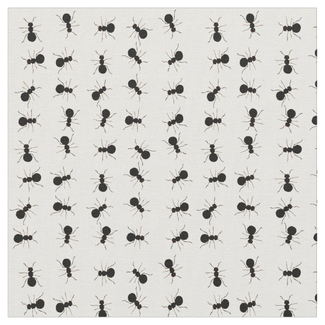 Fun Black Ant Bug Print Fabric (Close Up)