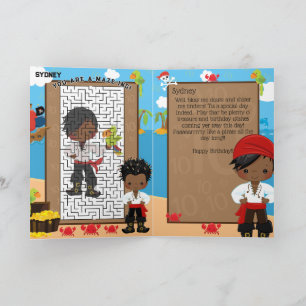 Fun Black Boy Pirate You are A-Maze-ing Birthday Card