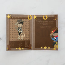 Fun Black Boys Cowboy Word Search Happy Birthday
