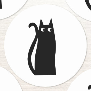 Fun Black Cat Classic Round Sticker