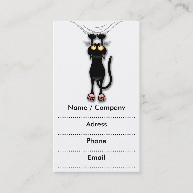 Fun Black Cat Falling Down Business Cards (Front)
