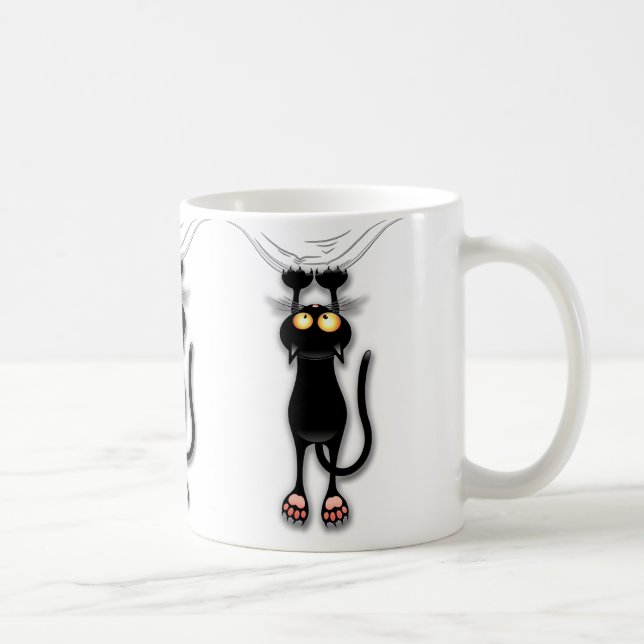 Fun Black Cat Falling Down Classic Mug (Right)