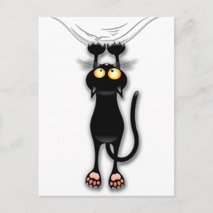 Fun Black Cat Falling Down Postcard