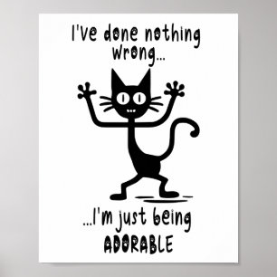 Fun Black Cat Meme Funny Cat Puns Poster