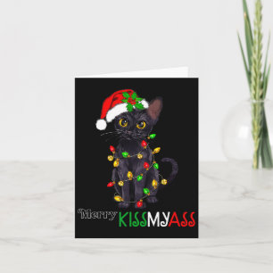 Fun Black Cat Merry Kissmy Xmas Pyjamas Chritsmas Card
