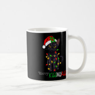 Fun Black Cat Merry Kissmy Xmas Pyjamas Chritsmas  Coffee Mug