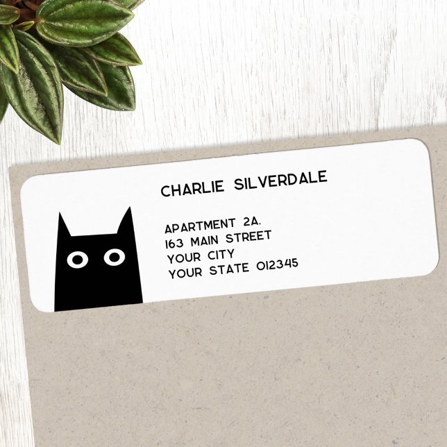 Fun Black Cat Return Address Label (Fun black cat return address label for animal lovers)