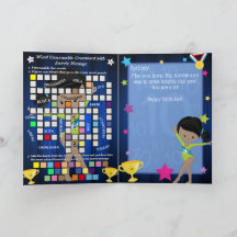 Fun Black Girls Gymnastics Secret Message Birthday