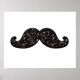 FUN BLACK GLITTER MUSTACHE POSTER