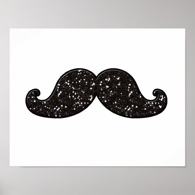 FUN BLACK GLITTER MUSTACHE POSTER (Front)