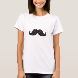 FUN BLACK GLITTER MUSTACHE T-Shirt