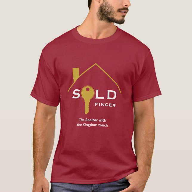 Fun Black Gold SOLD FINGER Real Estate Agent T-Shi T-Shirt (Front)