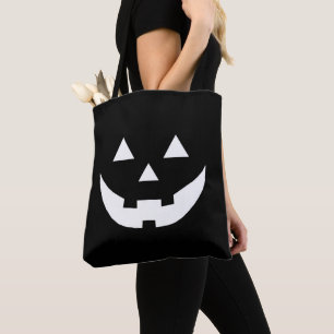 Fun black Jack o lantern pumpkin face Halloween Tote Bag