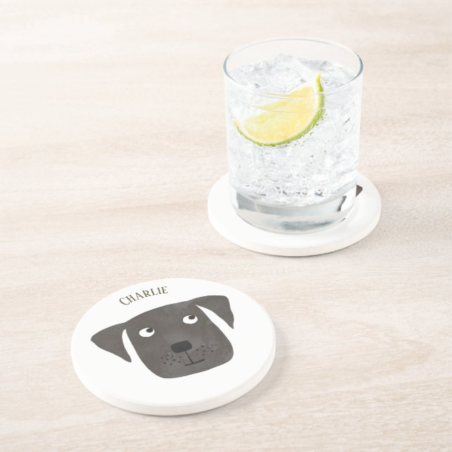 Fun Black Labrador Retriever Dog Personalised Coaster (Side)