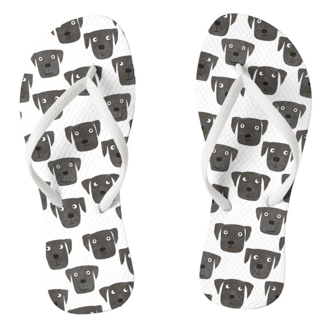 Fun Black Labrador Retriever Dog Thongs (Footbed)
