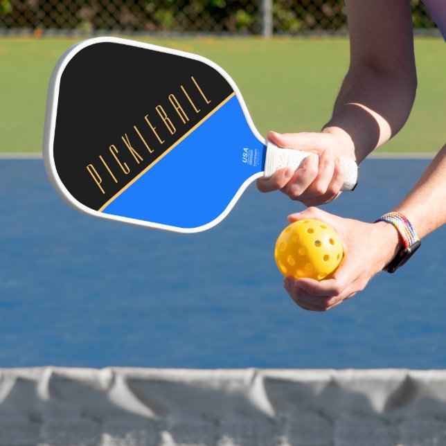 Fun Black Orange Blue Diagonal Slant Pickleball Paddle (Insitu)