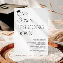Fun Black & White Cap, Gown Graduation