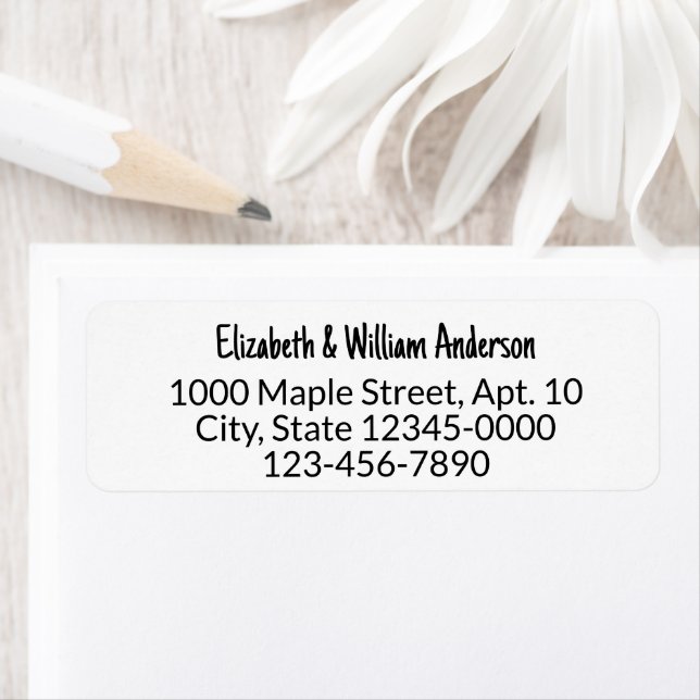 Fun Black & White Name Phone Number Return Address Label (Insitu)
