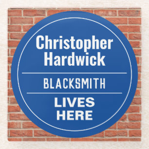 Fun Blacksmith Wall Plaque Style Glass Coaster