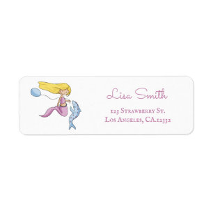 Fun Blonde Mermaid Birthday Party Return Address Label