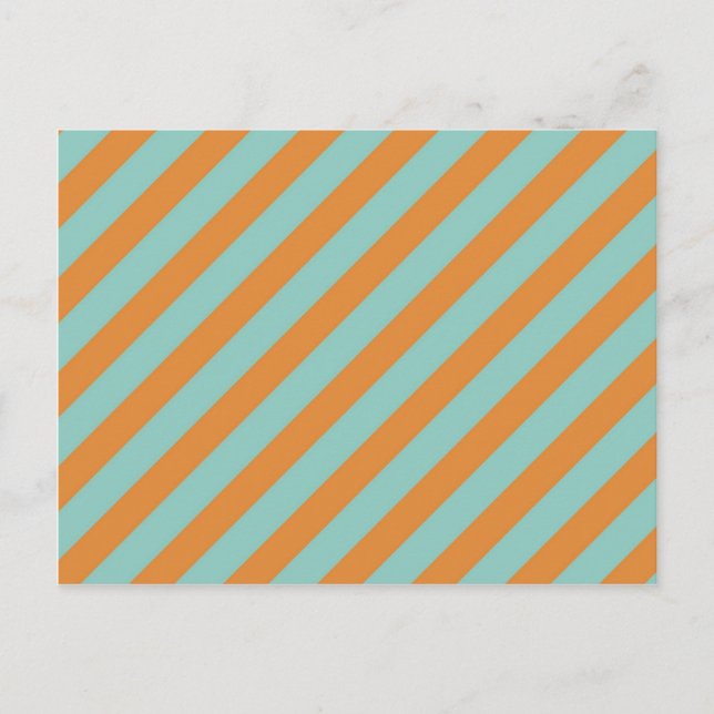 Fun Blue and Orange Diagonal Stripes Pattern Postcard (Front)