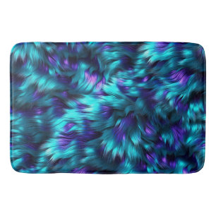 Fun Blue and Purple faux monster fur texture Bath Mat