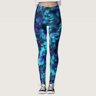 Fun Blue and Purple faux monster fur texture Leggings