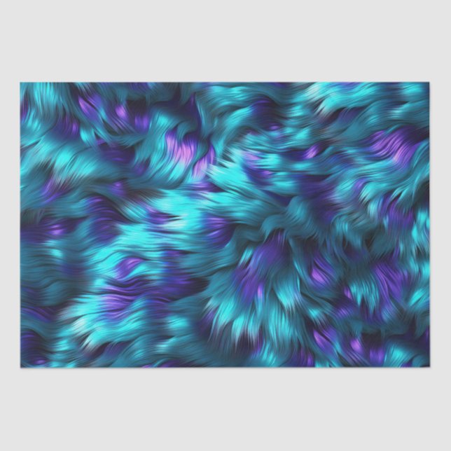 Fun Blue and Purple faux monster fur texture Tissue Paper (Front)