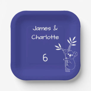 Fun Blue Australian Animals Twin 6th Birthday  Paper Plate