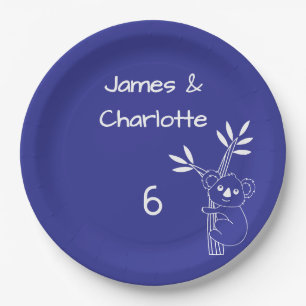 Fun Blue Australian Animals Twin 6th Birthday Paper Plate