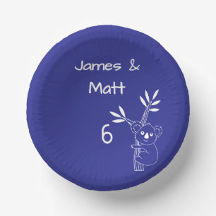 Fun Blue Australian Animals Twin 6th Birthday Paper Plate