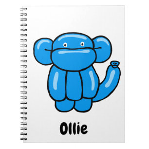 Fun blue balloon animal monkey design notebook