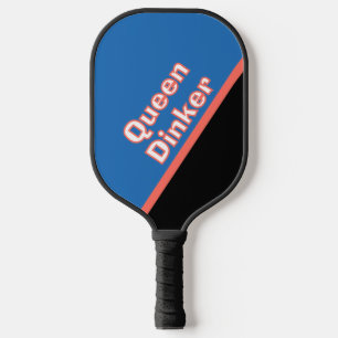 Fun Blue Black Coral Queen Dinker Monogrammed Pickleball Paddle