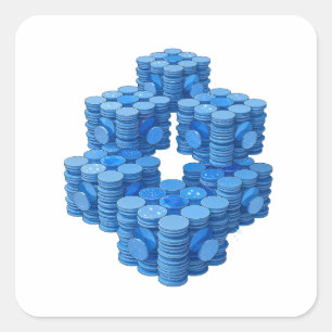 Fun Blue BLUE COINS Square Sticker