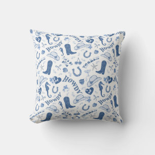 Fun Blue Coastal Cowgirl Pattern Cushion