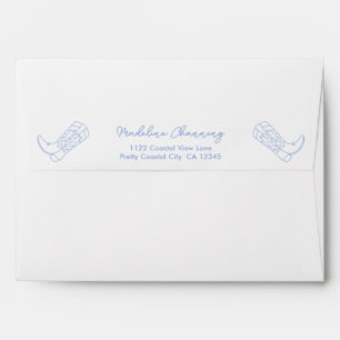 Fun Blue Cowboy Boot Return Address Bachelorette Envelope