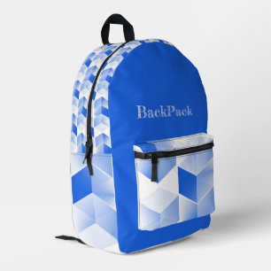 Fun Blue Cubes, Distressed Personalisation Printed Backpack