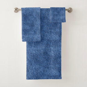Fun Blue Denim Pattern Bath Towel Set