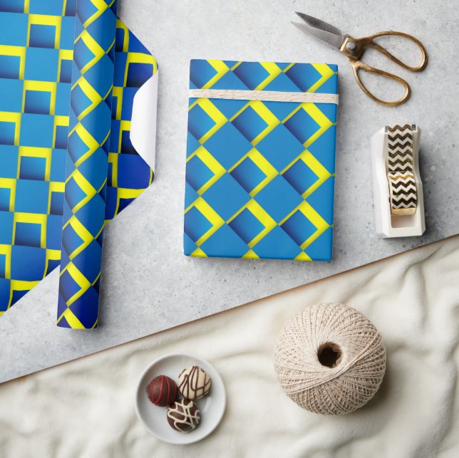 Fun Blue Dimensional  Wrapping Paper (Crafts)