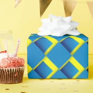 Fun Blue Dimensional Wrapping Paper